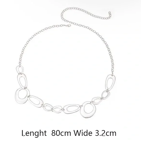 Irregular Waist Silver Chain Belt - Picture 2 of 3